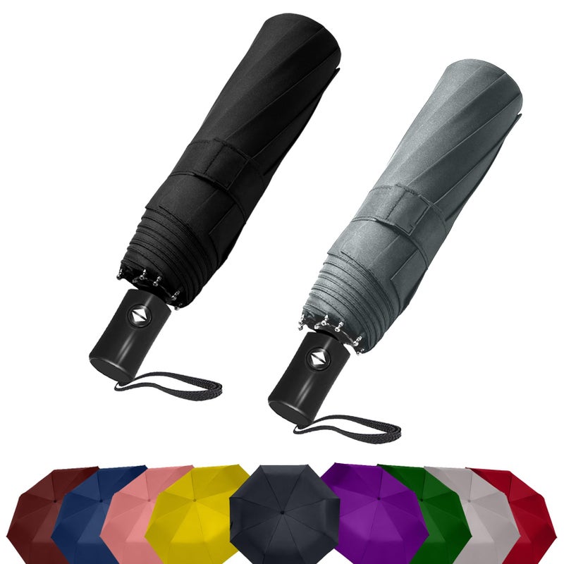 SIEPASA Two Packs Auto Open & Close Small Travel Umbrella Compact for Backpack-Umbrellas for Rain, Windproof Lightweight Strong Mini Portable Umbrellas for Men and Women.& Black, 2 Pack - Image 1